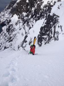 Morten hiking up the couloir.