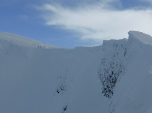 Skiers at starting point of Mørkholla - Narvik