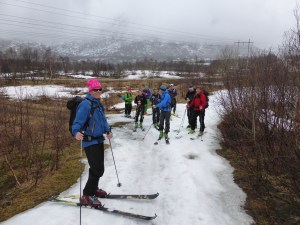Happy campers just skied  from Breitind in thick fog.